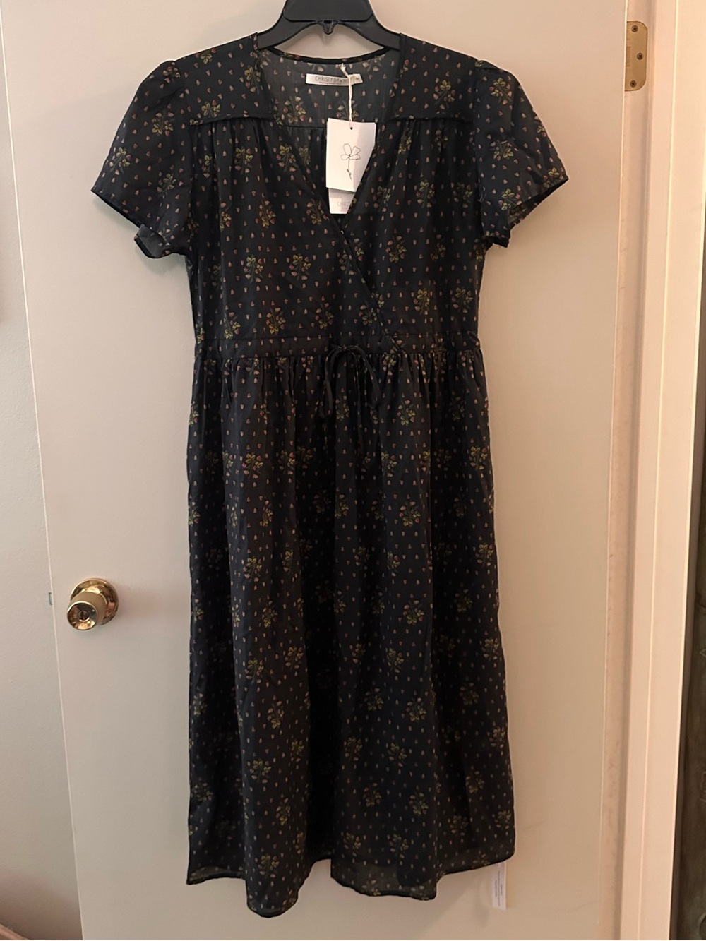 Christy Dawn Black Midi Dress The Simple Dawn NWT Med. Petite “noir strawberry”